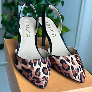 Unisa Yumaz 2 Slingback Heels in Leopard Women’s Size 8.5